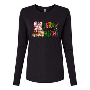 Merry Christmas Tree Xmas Lights Family Holiday Womens Cotton Relaxed Long Sleeve T-Shirt