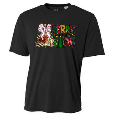 Merry Christmas Tree Xmas Lights Family Holiday Cooling Performance Crew T-Shirt