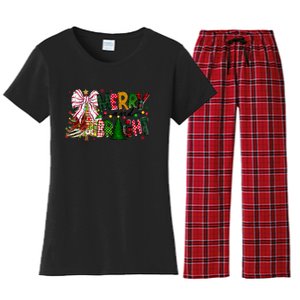 Merry Christmas Tree Xmas Lights Family Holiday Women's Flannel Pajama Set