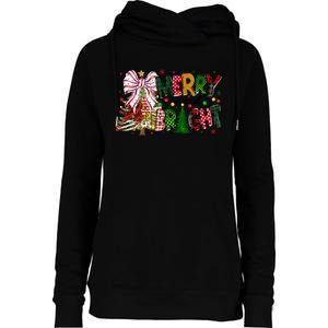 Merry Christmas Tree Xmas Lights Family Holiday Womens Funnel Neck Pullover Hood