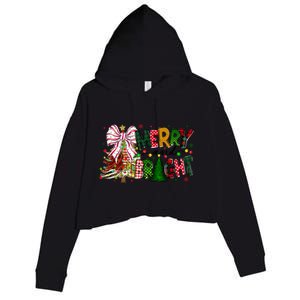 Merry Christmas Tree Xmas Lights Family Holiday Crop Fleece Hoodie