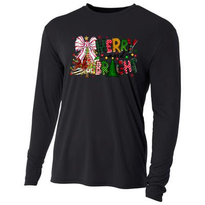 Merry Christmas Tree Xmas Lights Family Holiday Cooling Performance Long Sleeve Crew