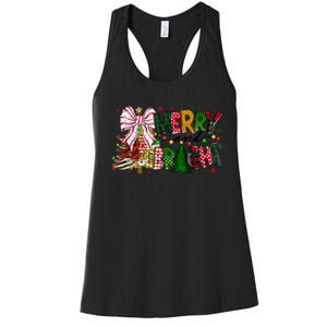 Merry Christmas Tree Xmas Lights Family Holiday Women's Racerback Tank