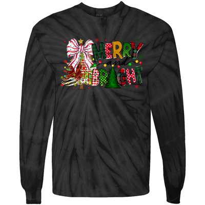 Merry Christmas Tree Xmas Lights Family Holiday Tie-Dye Long Sleeve Shirt