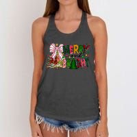 Merry Christmas Tree Xmas Lights Family Holiday Women's Knotted Racerback Tank