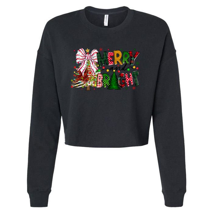 Merry Christmas Tree Xmas Lights Family Holiday Cropped Pullover Crew