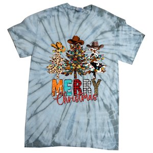 Merry Christmas Trees Western Cowboy Buffalo Plaid Leopard Tie-Dye T-Shirt