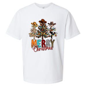 Merry Christmas Trees Western Cowboy Buffalo Plaid Leopard Sueded Cloud Jersey T-Shirt