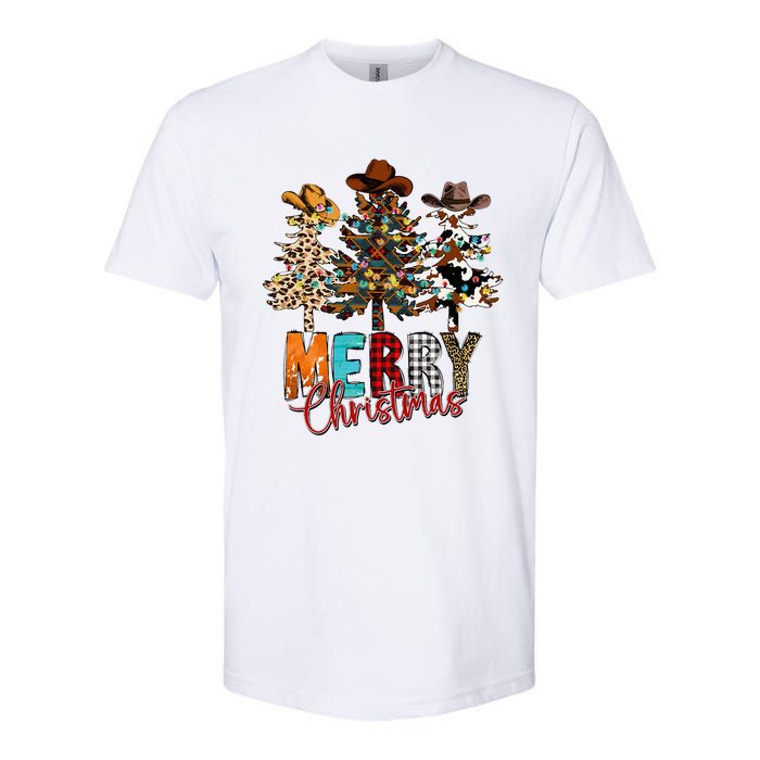 Merry Christmas Trees Western Cowboy Buffalo Plaid Leopard Softstyle CVC T-Shirt