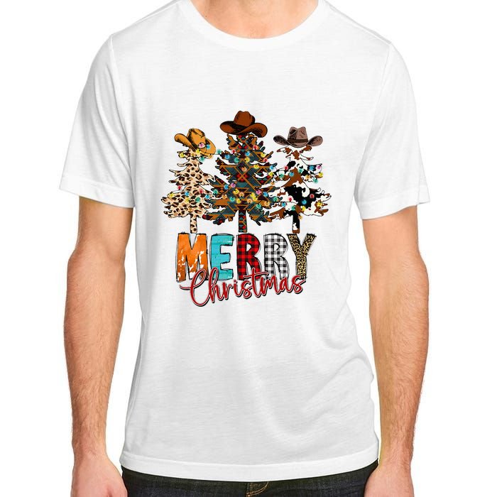 Merry Christmas Trees Western Cowboy Buffalo Plaid Leopard Adult ChromaSoft Performance T-Shirt