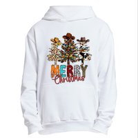 Merry Christmas Trees Western Cowboy Buffalo Plaid Leopard Urban Pullover Hoodie