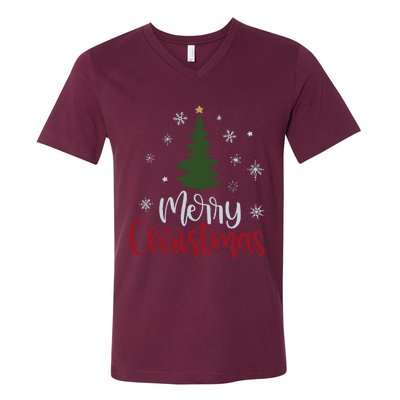 Merry Christmas Tree Christmas V-Neck T-Shirt