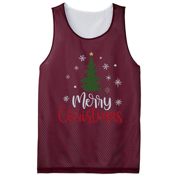 Merry Christmas Tree Christmas Mesh Reversible Basketball Jersey Tank