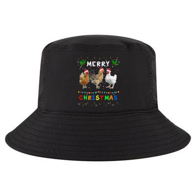Merry Christmas Three Chickens Lights Funny Cool Comfort Performance Bucket Hat