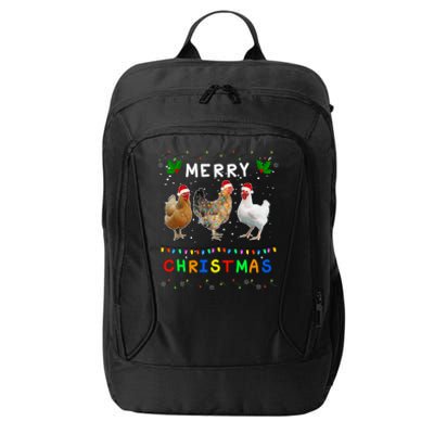 Merry Christmas Three Chickens Lights Funny City Backpack