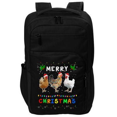 Merry Christmas Three Chickens Lights Funny Impact Tech Backpack