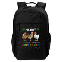 Merry Christmas Three Chickens Lights Funny Daily Commute Backpack