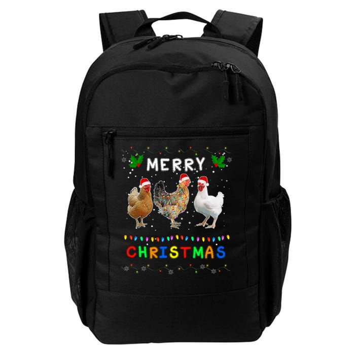 Merry Christmas Three Chickens Lights Funny Daily Commute Backpack