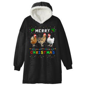 Merry Christmas Three Chickens Lights Funny Hooded Wearable Blanket