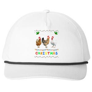 Merry Christmas Three Chickens Lights Funny Snapback Five-Panel Rope Hat