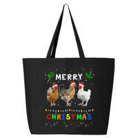 Merry Christmas Three Chickens Lights Funny 25L Jumbo Tote