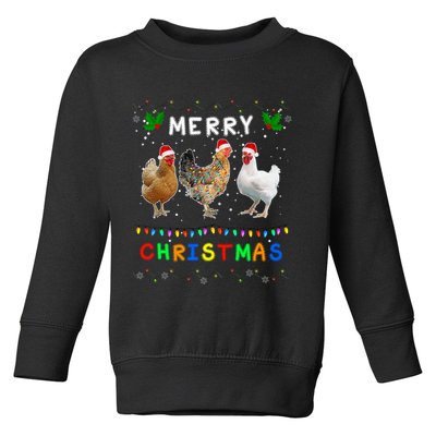 Merry Christmas Three Chickens Lights Funny Toddler Sweatshirt