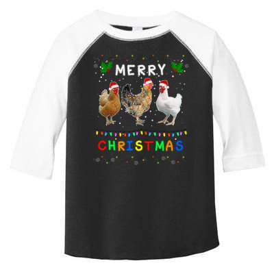 Merry Christmas Three Chickens Lights Funny Toddler Fine Jersey T-Shirt