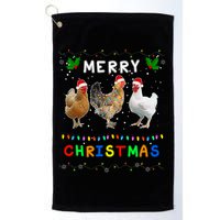 Merry Christmas Three Chickens Lights Funny Golf Towel