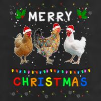 Merry Christmas Three Chickens Lights Funny Golf Towel