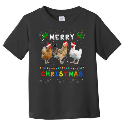 Merry Christmas Three Chickens Lights Funny Toddler T-Shirt