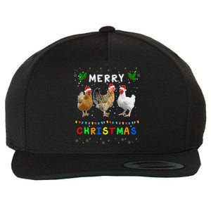 Merry Christmas Three Chickens Lights Funny Wool Snapback Cap