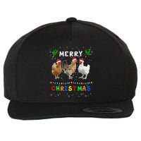 Merry Christmas Three Chickens Lights Funny Wool Snapback Cap