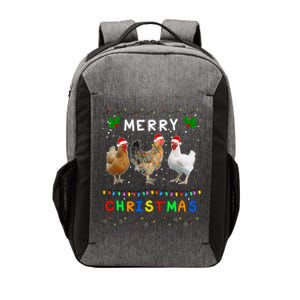 Merry Christmas Three Chickens Lights Funny Vector Backpack