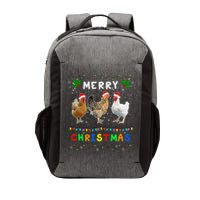 Merry Christmas Three Chickens Lights Funny Vector Backpack