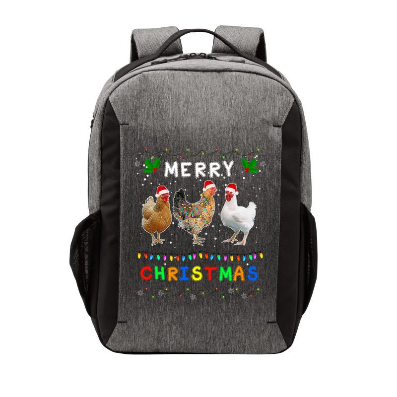 Merry Christmas Three Chickens Lights Funny Vector Backpack