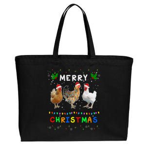 Merry Christmas Three Chickens Lights Funny Cotton Canvas Jumbo Tote