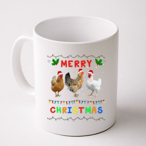 Merry Christmas Three Chickens Lights Funny Coffee Mug