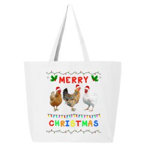 Merry Christmas Three Chickens Lights Funny 25L Jumbo Tote