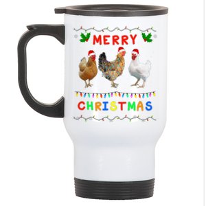 Merry Christmas Three Chickens Lights Funny Stainless Steel Travel Mug