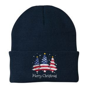 Merry Christmas Tree American Flag Family Christmas Pajama Knit Cap Winter Beanie