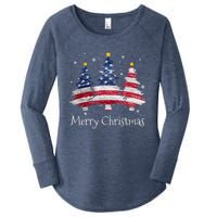 Merry Christmas Tree American Flag Family Christmas Pajama Women's Perfect Tri Tunic Long Sleeve Shirt