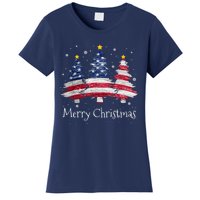 Merry Christmas Tree American Flag Family Christmas Pajama Women's T-Shirt