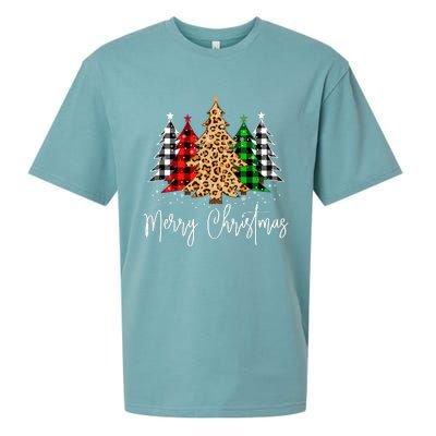 Merry Christmas Tree Xmas Buffalo Plaid Red White Green Sueded Cloud Jersey T-Shirt