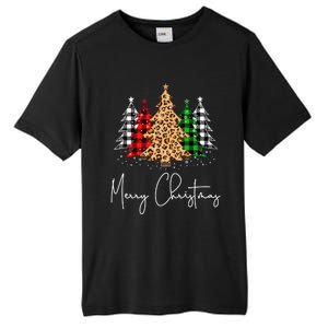 Merry Christmas Tree Xmas Buffalo Plaid Red White Green Tall Fusion ChromaSoft Performance T-Shirt