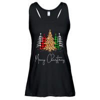 Merry Christmas Tree Xmas Buffalo Plaid Red White Green Ladies Essential Flowy Tank