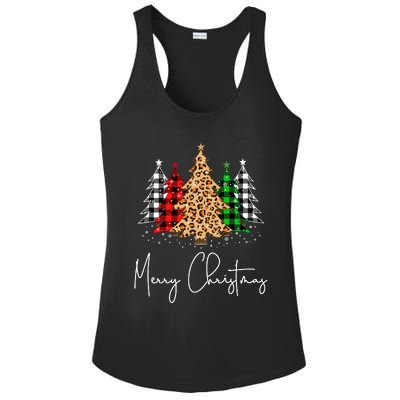 Merry Christmas Tree Xmas Buffalo Plaid Red White Green Ladies PosiCharge Competitor Racerback Tank