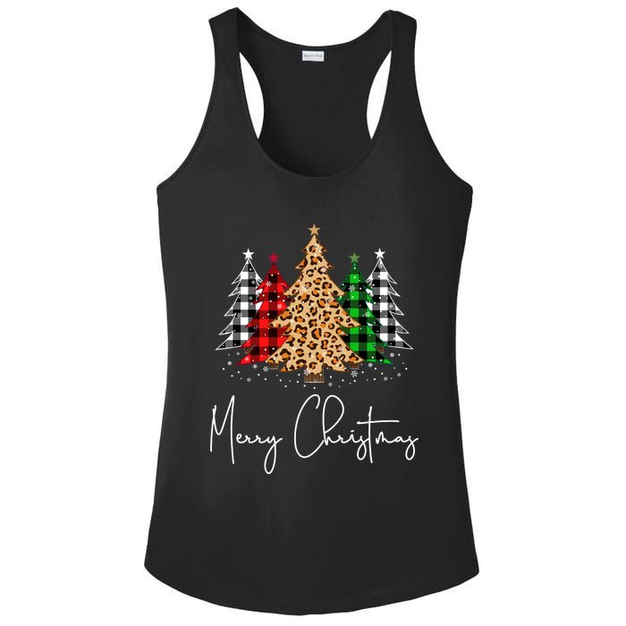 Merry Christmas Tree Xmas Buffalo Plaid Red White Green Ladies PosiCharge Competitor Racerback Tank