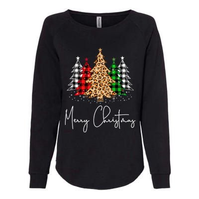 Merry Christmas Tree Xmas Buffalo Plaid Red White Green Womens California Wash Sweatshirt