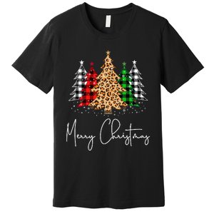 Merry Christmas Tree Xmas Buffalo Plaid Red White Green Premium T-Shirt