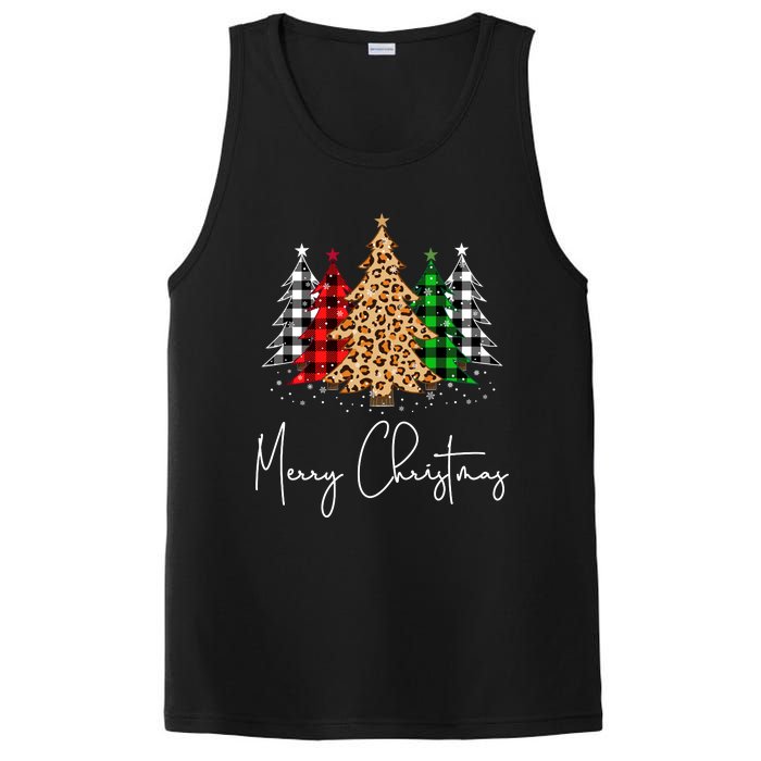 Merry Christmas Tree Xmas Buffalo Plaid Red White Green PosiCharge Competitor Tank